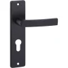 Deurbeslag Binnendeur|Deurklinken > OK deurkruk set Bl recht schild profielcilindergat 55 mm zwart aluminium