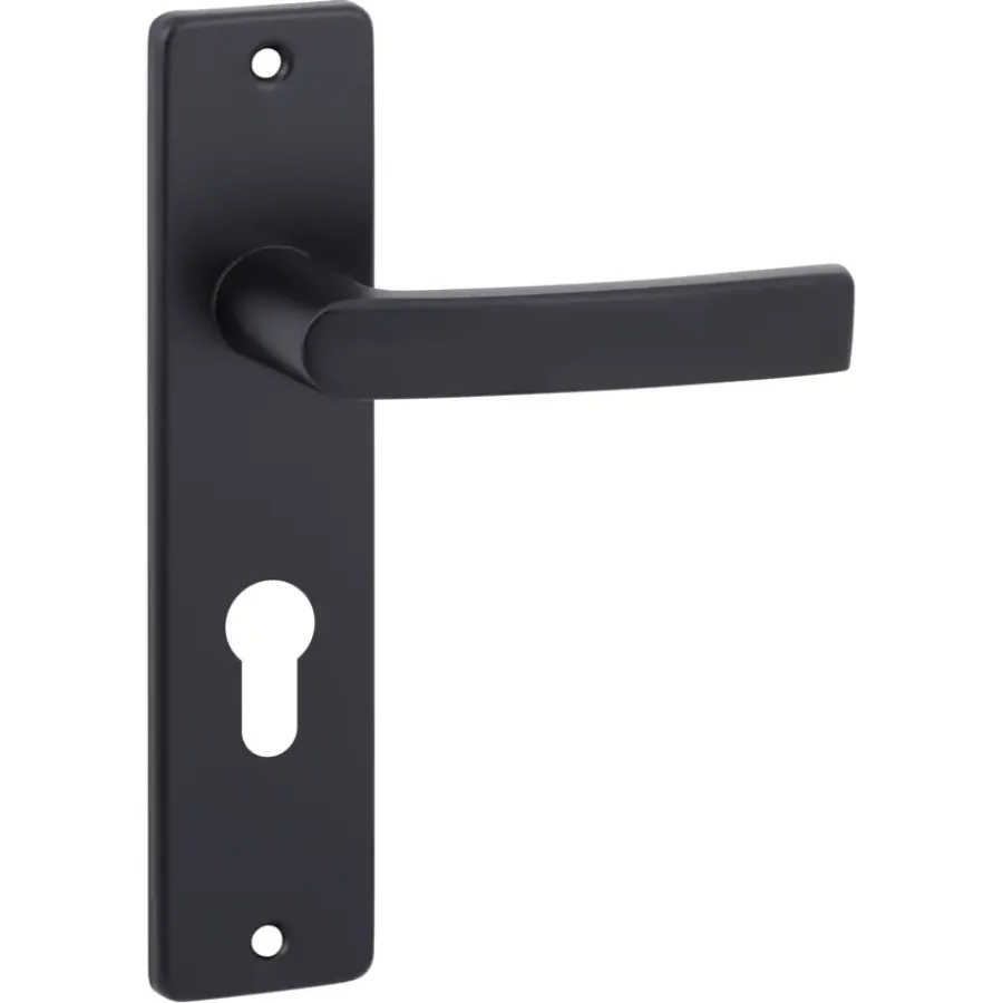Deurbeslag Binnendeur|Deurklinken > OK deurkruk set Bl recht schild profielcilindergat 55 mm zwart aluminium
