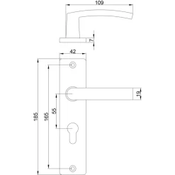 Deurbeslag Binnendeur|Deurklinken > OK deurkruk set Bl recht schild profielcilindergat 55 mm zwart aluminium