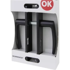 Deurbeslag Binnendeur|Deurklinken > OK deurkruk set Bl recht schild sleutelgat 56 mm zwart aluminium