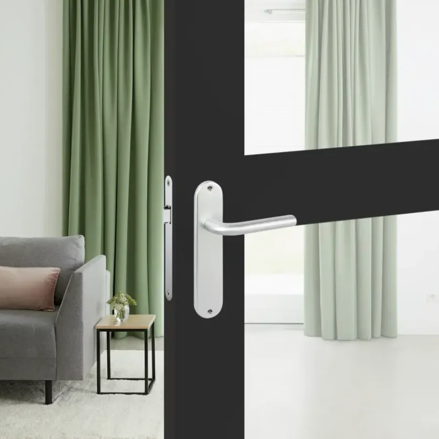 Deurbeslag Binnendeur|Deurklinken > OK deurkruk set ovaal blind schild aluminium