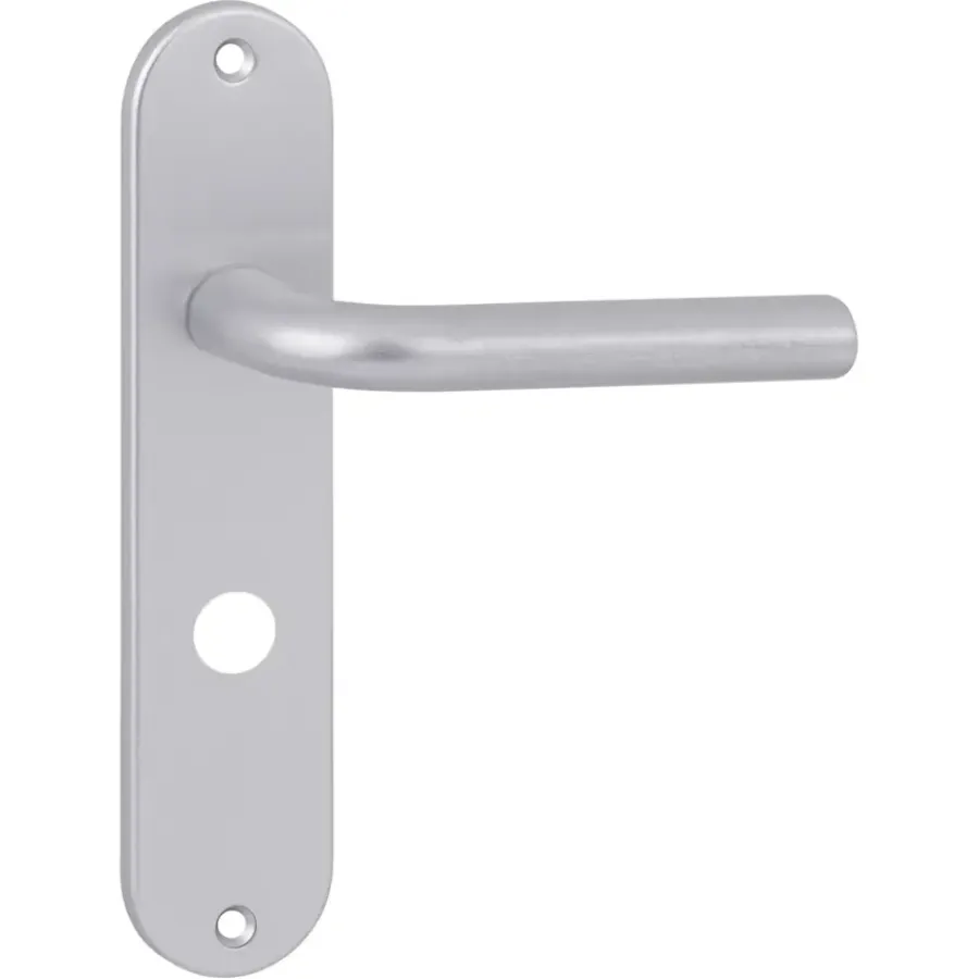 Deurbeslag Binnendeur|Deurklinken > OK deurkruk set ovaal schild vrij-bezet sluiting 63/8 mm aluminium