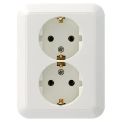 Inbouw Schakelmateriaal|Stopcontacten & Overige Contactdozen > OK dubbel geaard stopcontact inbouw wit