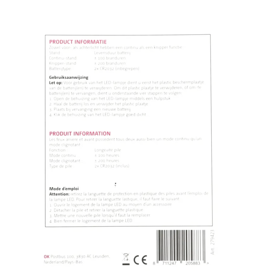 Fietsverlichting > OK fietsverlichtingset easy fix