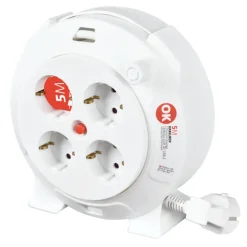 Kabelboxen & Haspels > OK Kabelbox 4-voudig Wit 5 Meter