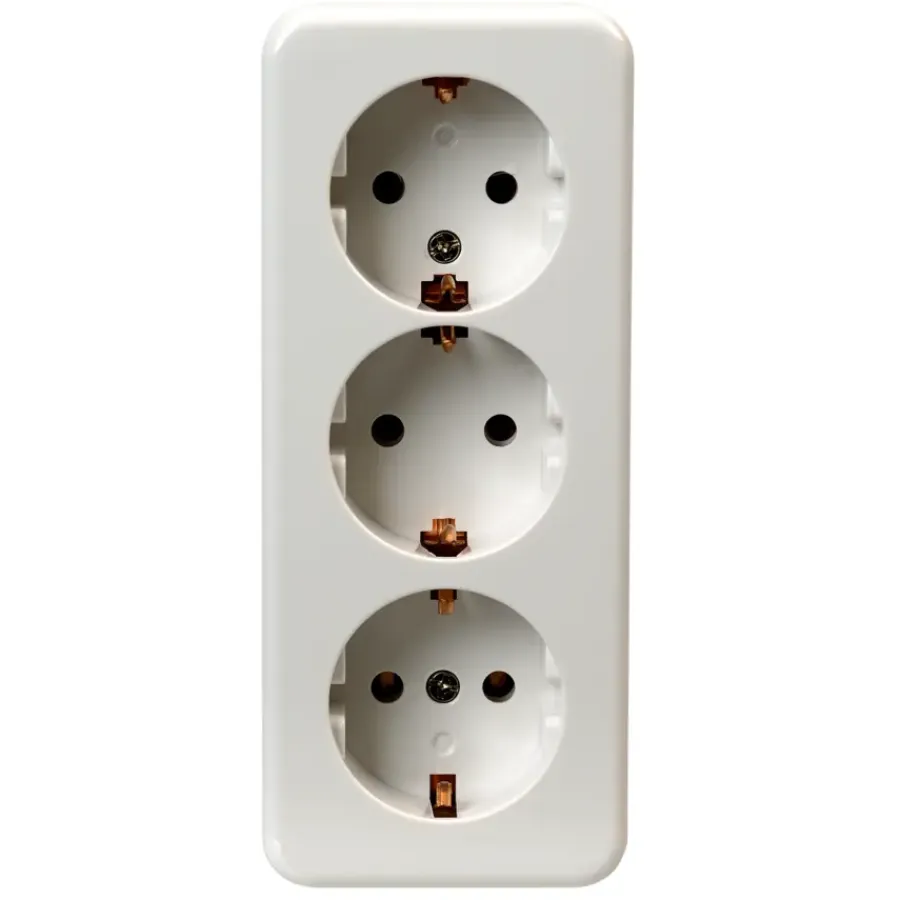 Opbouw Schakelmateriaal|Stopcontacten & Overige Contactdozen > OK 3-voudig geaard stopcontact opbouw wit