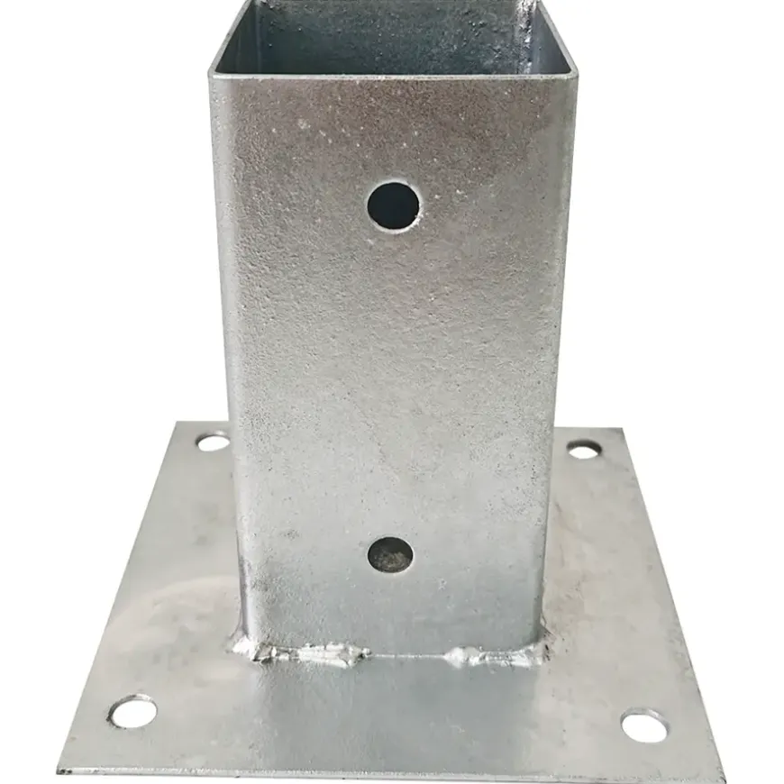 Paalhouder met plaat verzinkt 7 x 7 cm