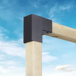 Houtverbinders|Houtverbinders > Geen Paalverbinder voor pergola hoekstuk 2-kants 9x9 cm zwart