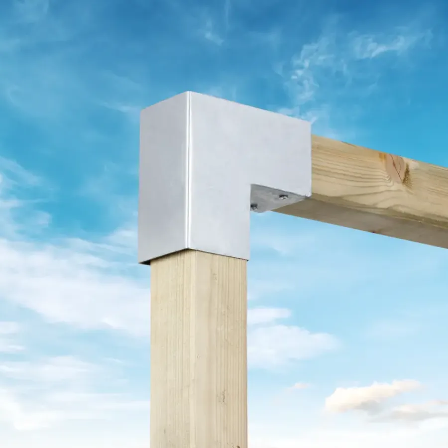 Houtverbinders|Houtverbinders > Geen Paalverbinder voor pergola hoekstuk 2-kants 9x9 cm gegalvaniseerd