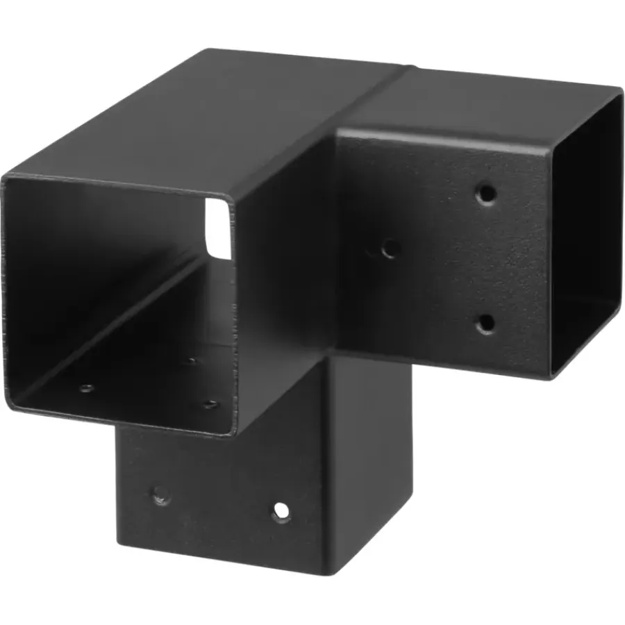 Houtverbinders|Houtverbinders > Geen Paalverbinder voor pergola hoekstuk 3-kants 9x9 cm zwart