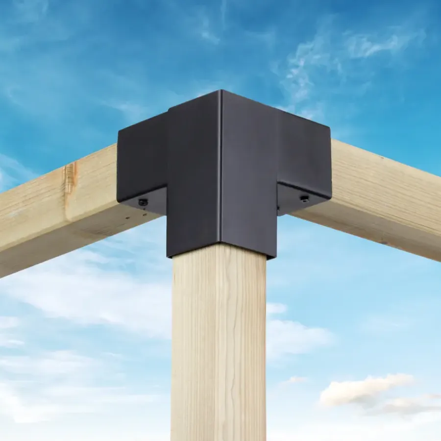 Houtverbinders|Houtverbinders > Geen Paalverbinder voor pergola hoekstuk 3-kants 9x9 cm zwart
