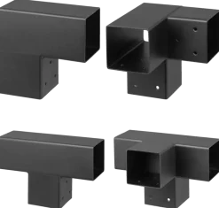 Houtverbinders|Houtverbinders > Geen Paalverbinder voor pergola hoekstuk 3-kants 9x9 cm zwart