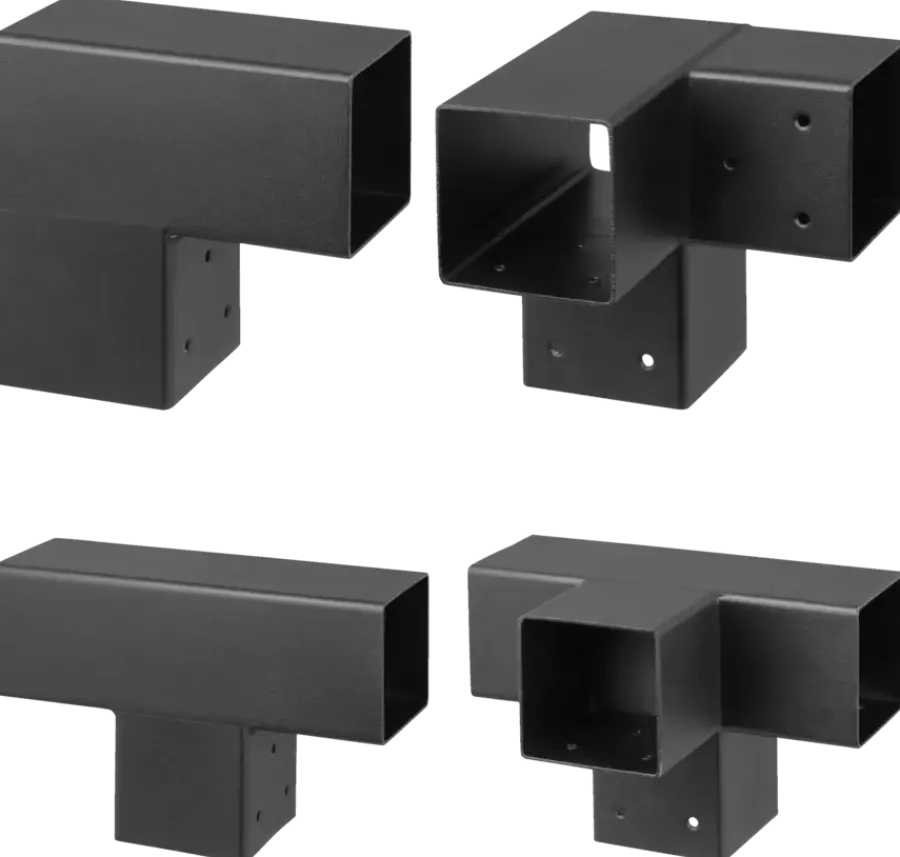 Houtverbinders|Houtverbinders > Geen Paalverbinder voor pergola hoekstuk 3-kants 9x9 cm zwart