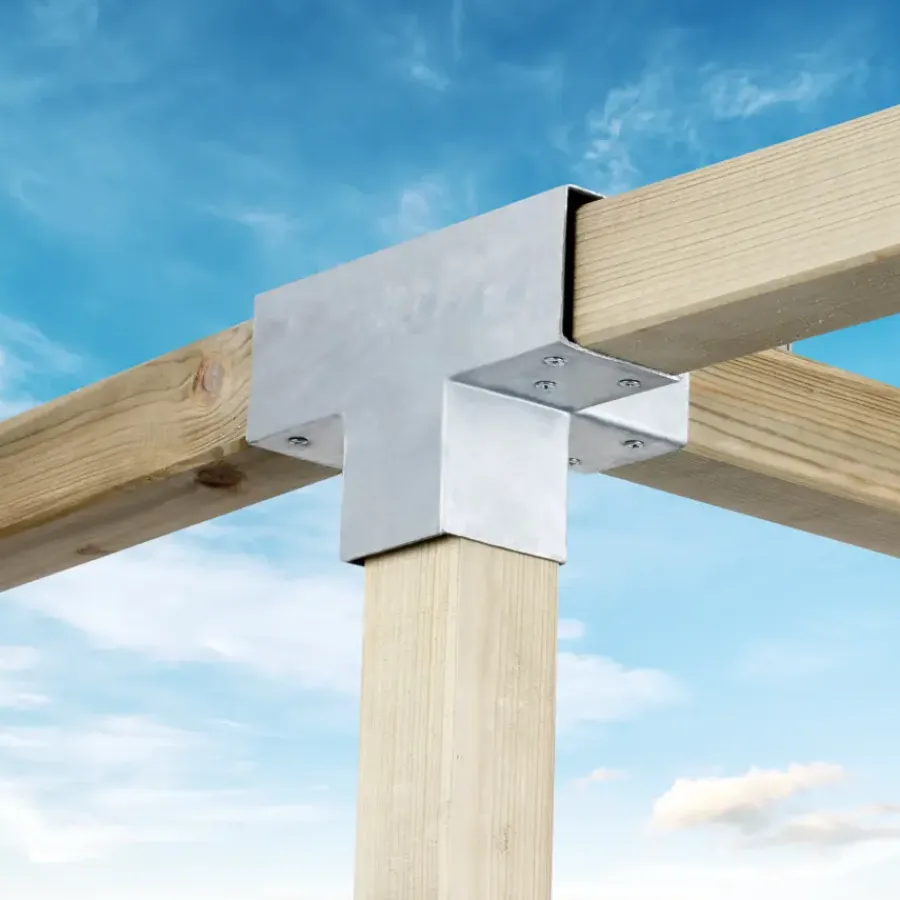 Houtverbinders|Houtverbinders > Geen Paalverbinder voor pergola T-verbindingsstuk 4-kants 7x7 cm gegalvaniseerd