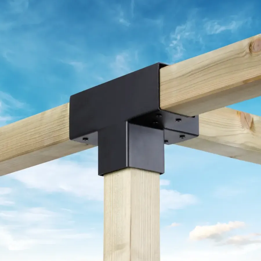 Houtverbinders|Houtverbinders > Geen Paalverbinder voor pergola T-verbindingsstuk 4-kants 9x9 cm zwart