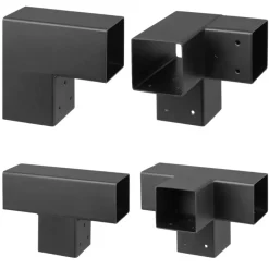 Houtverbinders|Houtverbinders > Geen Paalverbinder voor pergola T-verbindingsstuk 3-kants 7x7 cm zwart