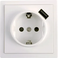Inbouw Schakelmateriaal|Stopcontacten & Overige Contactdozen > Peha Standard enkel geaard stopcontact met USB-A poort wit