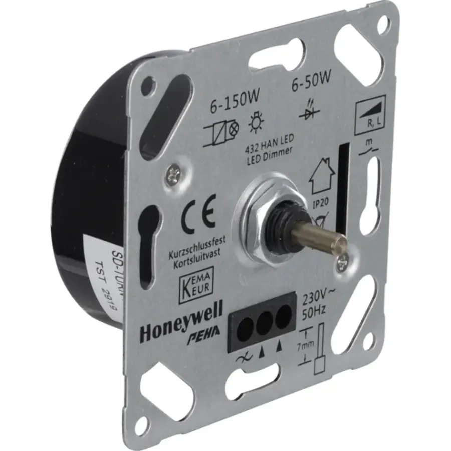 Dimmers|Inbouw Schakelmateriaal > Peha Standard Inbouwdimmer Led/ Gloei/ Halogeen 6-50 Watt