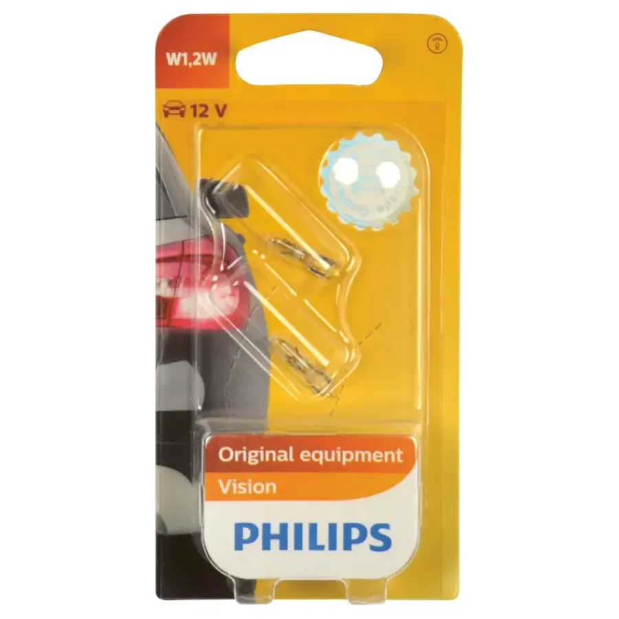 Autolampen > Philips autolampen W1,2W T5 Wedgebase Premium 12V 12516B2 2 stuks