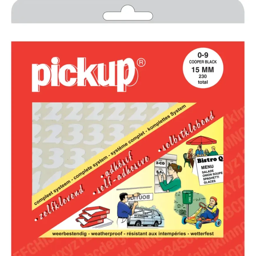 Pickup plakcijfers 0-9 wit 15 mm