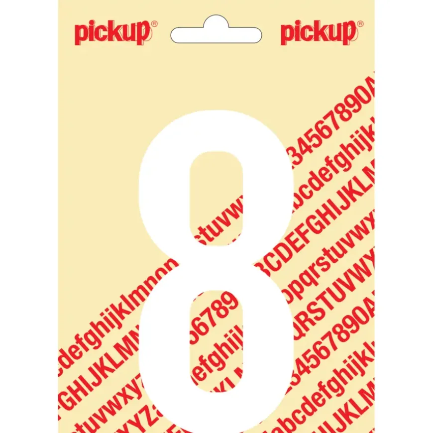 Pickup plakcijfer 8 wit mat 120 mm
