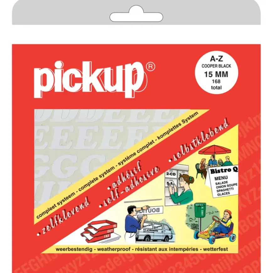 Pickup plakletter A-Z wit 15 mm