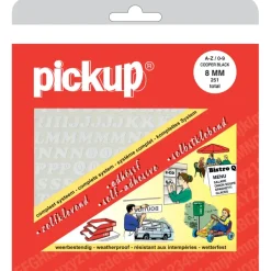 Pickup plakletters A-Z en cijfers 0-9 wit 8 mm