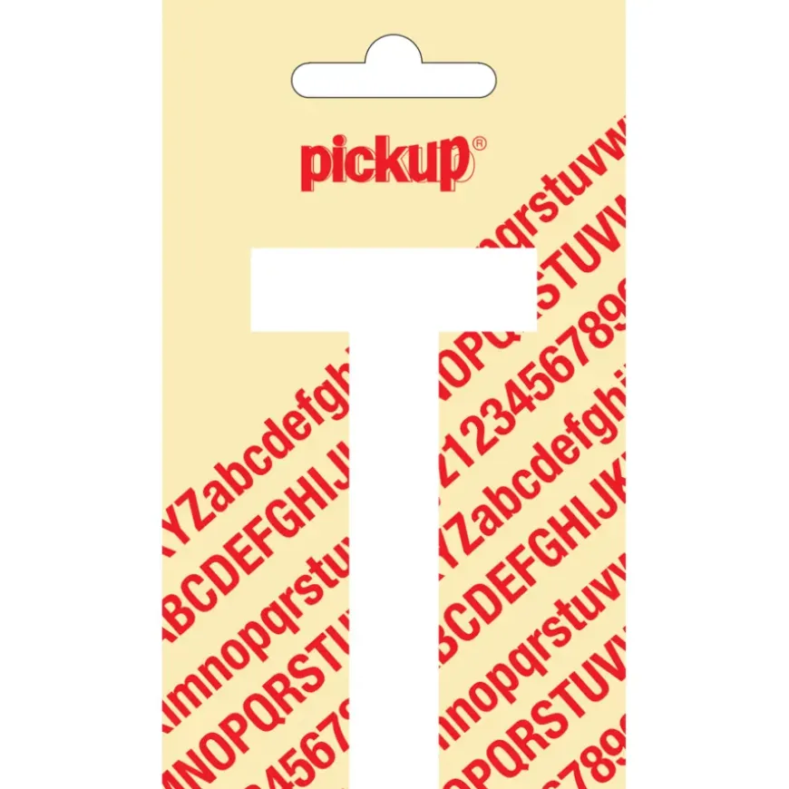 Pickup plakletter T wit mat 90 mm
