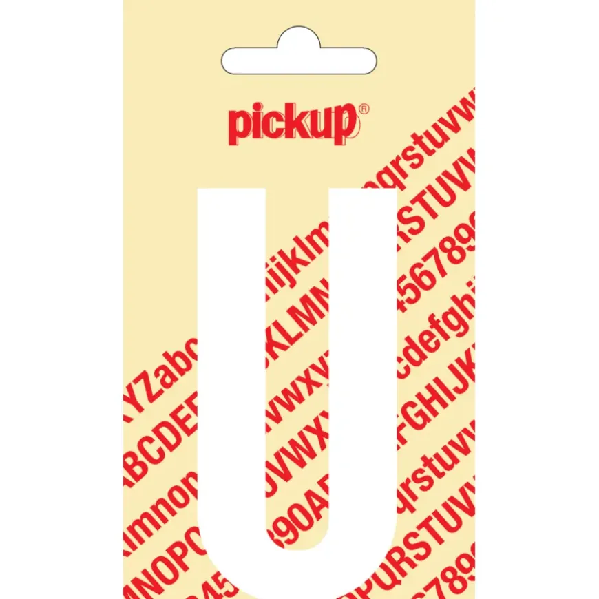 Pickup plakletter U wit mat 90 mm