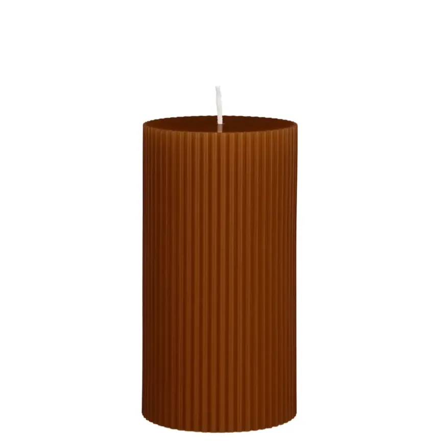Pilaar kaars bruin - h13xd7cm