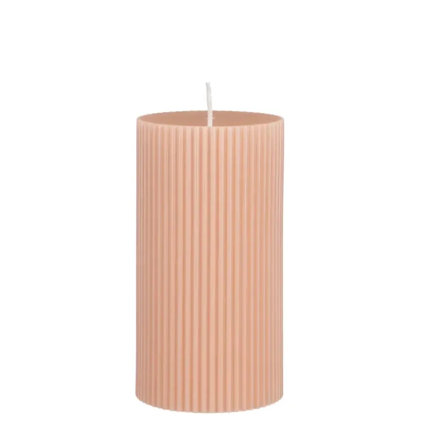 Pilaar kaars licht roze - h13xd7cm