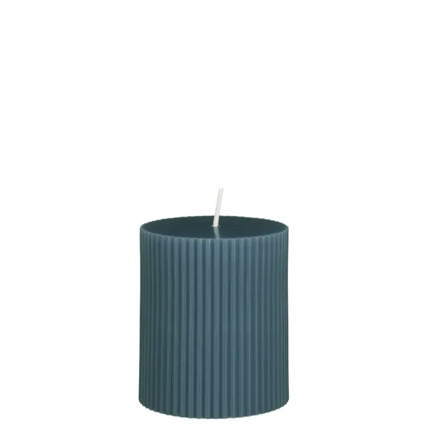 Pilaar kaars paraffine blauw - h8xd7cm