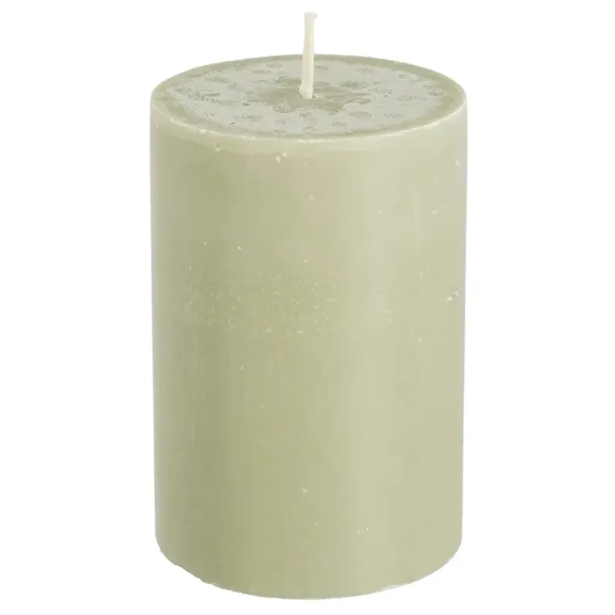 Pilaar kaars stearine lichtgroen - h10xd6,8cm
