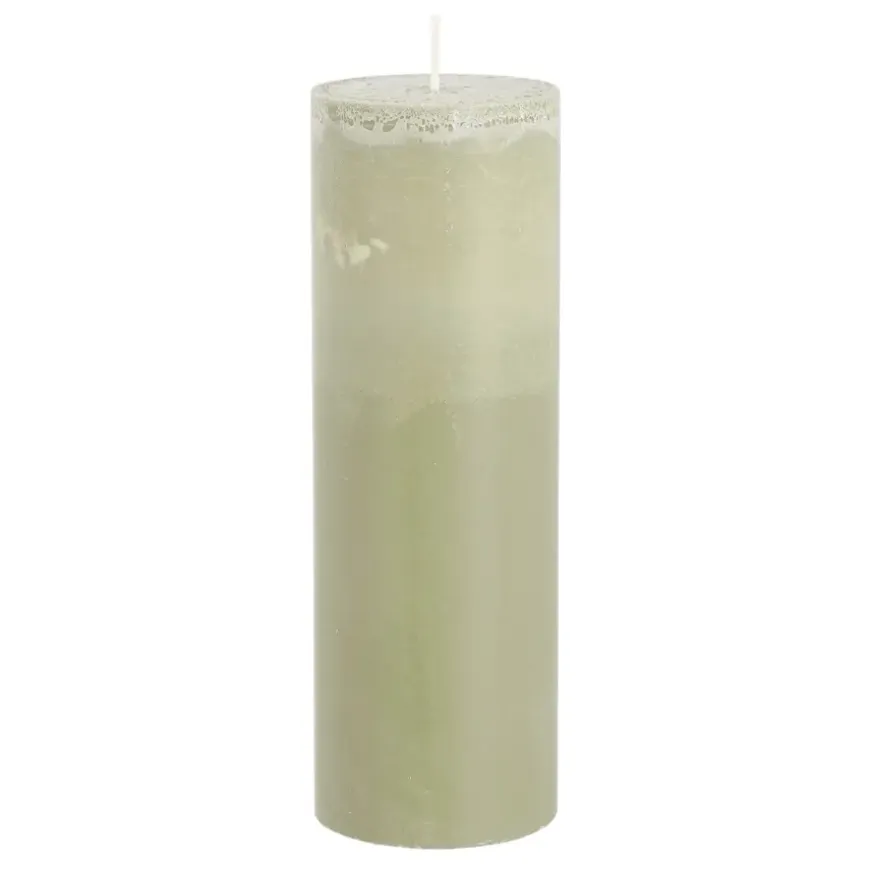 Pilaar kaars stearine lichtgroen - h20xd6,8cm