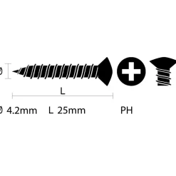 Plaatschroef zelftappend lenskop RVS 4,2x25 mm 15 stuks
