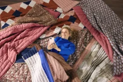Plaid donker bruin patchwork - l180xb130cm