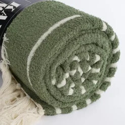 Plaid streep d.groen - l180xb130cm