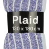 Plaid streep l.blauw - l180xb130cm
