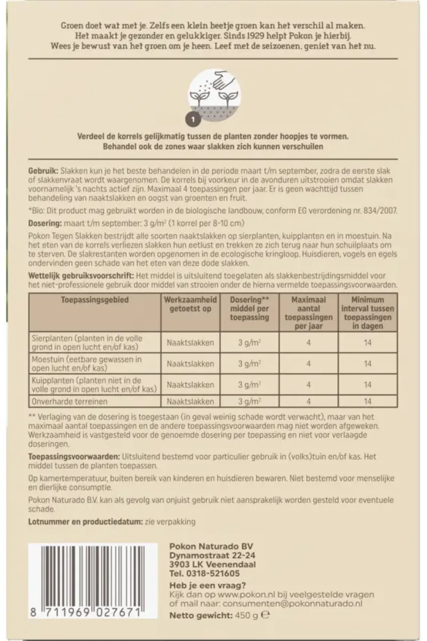 Pokon Bio tegen slakken korrels 450 gr