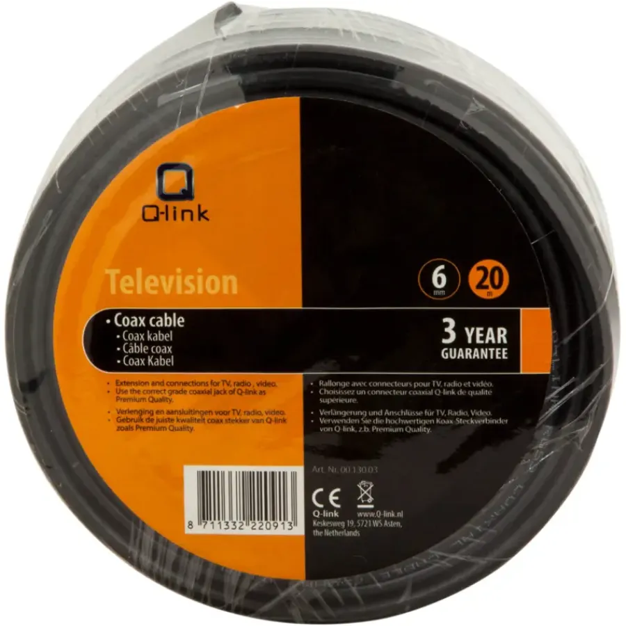 Audio & Video Accessoires > Q-link coax kabel satelliet 20 meter zwart