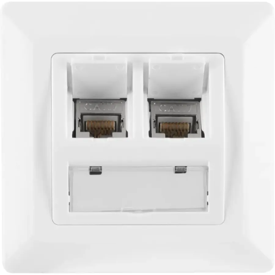 Inbouw Schakelmateriaal|Stopcontacten & Overige Contactdozen > Q-link FTP contactdoos CAT7 inbouw dubbelvoudig 8 polig RJ45