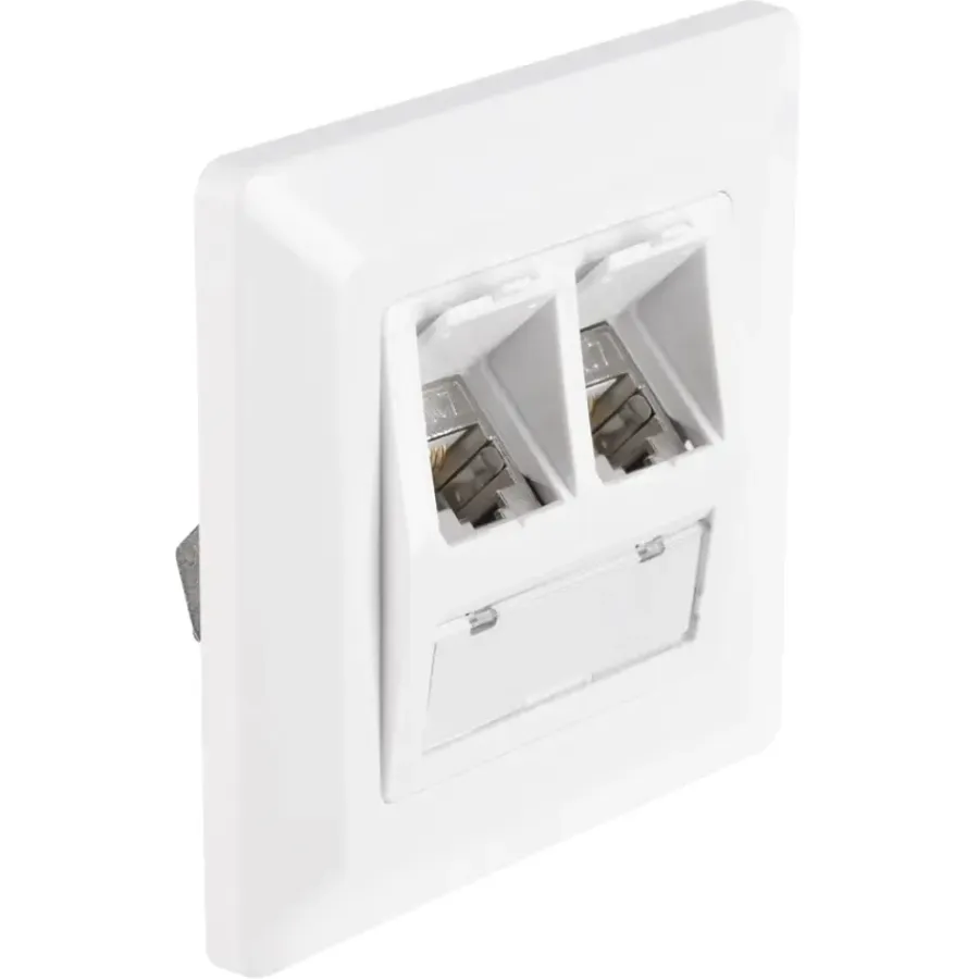 Inbouw Schakelmateriaal|Stopcontacten & Overige Contactdozen > Q-link FTP contactdoos CAT7 inbouw dubbelvoudig 8 polig RJ45