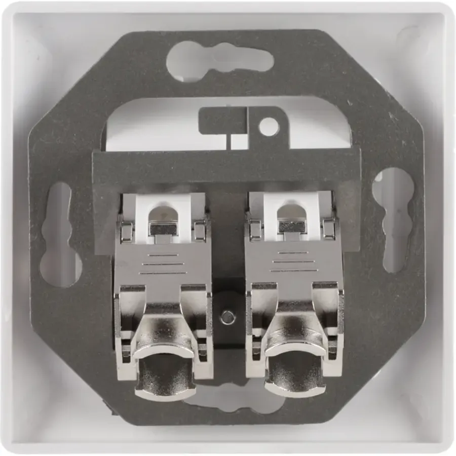 Inbouw Schakelmateriaal|Stopcontacten & Overige Contactdozen > Q-link FTP contactdoos CAT7 inbouw dubbelvoudig 8 polig RJ45