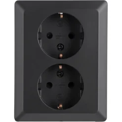 Inbouw Schakelmateriaal|Stopcontacten & Overige Contactdozen > Q-link Inbouw Dubbel Geaard Stopcontact Zwart
