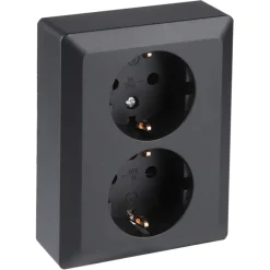 Inbouw Schakelmateriaal|Stopcontacten & Overige Contactdozen > Q-link Inbouw Dubbel Geaard Stopcontact Zwart