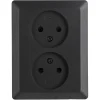 Inbouw Schakelmateriaal|Stopcontacten & Overige Contactdozen > Q-link Inbouw Dubbel Stopcontact Zwart