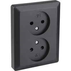 Inbouw Schakelmateriaal|Stopcontacten & Overige Contactdozen > Q-link Inbouw Dubbel Stopcontact Zwart