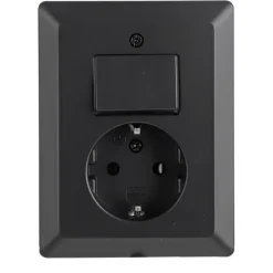 Inbouw Schakelmateriaal|Stopcontacten & Overige Contactdozen > Q-link Inbouw Enkel Geaard Stopcontact met Schakelaar Zwart