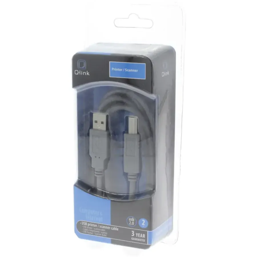 Computeraccessoires > Q-link USB kabel 2.0 printer/scanner 2 meter grijs