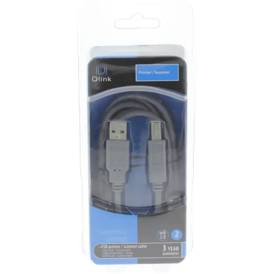 Computeraccessoires > Q-link USB kabel 2.0 printer/scanner 2 meter grijs